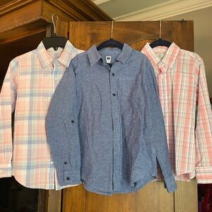 Set of Three Button-Up Shirts - Blue and Plaid